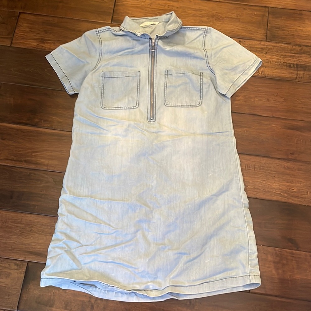 Denim Jean Mini Zip Up Dress (its not very short irl)